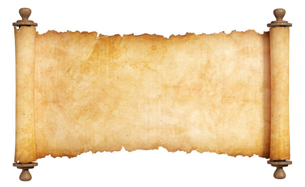 istock Horizontal vintage scroll with wooden handles. Isolated, clipping path included. 1285211073