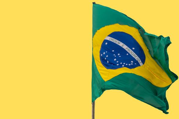 istock Brazil's flag. White background. National symbol. 1285211100