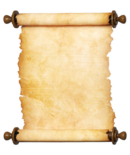 istock Ancient scroll or parchment with wooden handles. Clipping path included. 1285211141