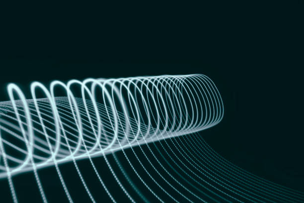 istock Abstract blue green light swirl trail motion neon painting 1285215006