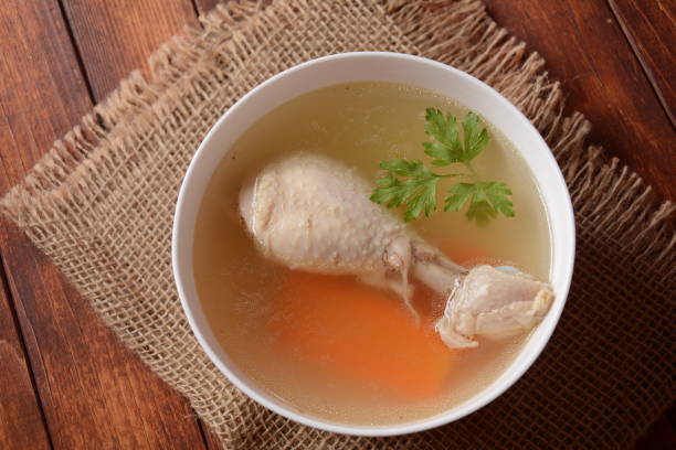 istock Chicken bouillon broth,  boiled meat chicken leg. 1285215774