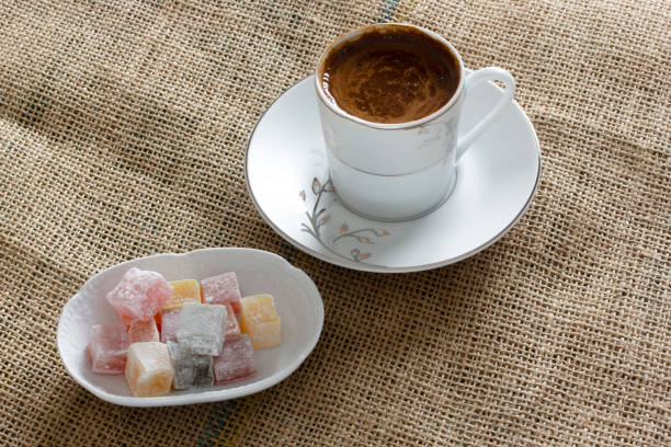 istock Traditional Turkish coffee and Turkish delight 1285220253