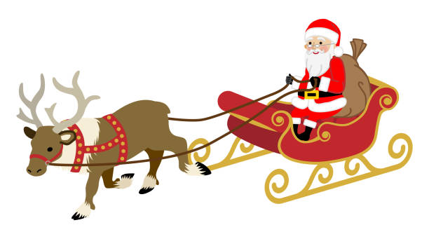istock Santa claus riding the reindeer sleigh - white background 1285223236