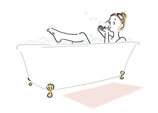 Woman taking a bath 1 Woman taking a bath 1 bathtub illustrations stock illustrations