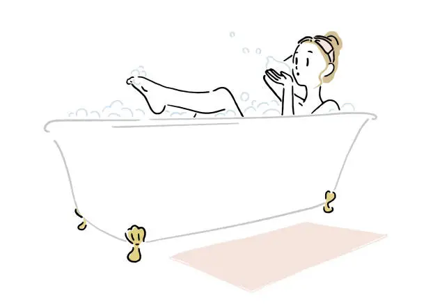Vector illustration of Woman taking a bath 1