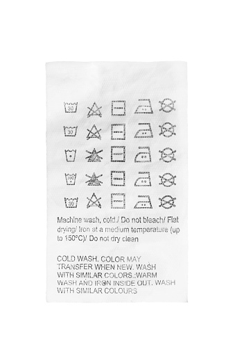 Care clothes label on white background