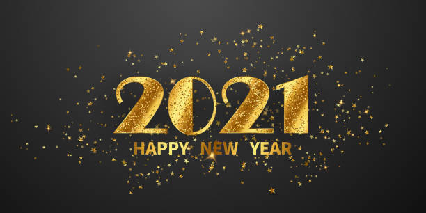 istock Happy New Year 2021 background. Greeting card design template gold. Celebrate brochure or flyer. 1285232110