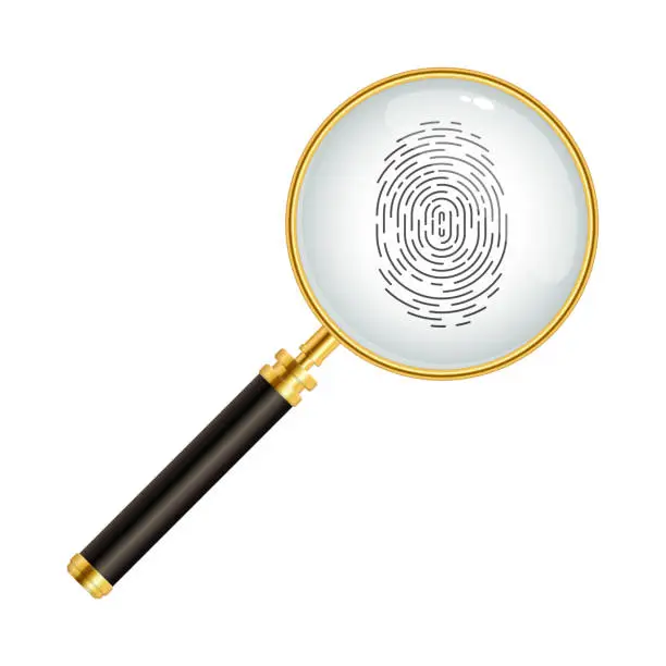 Vector illustration of Fingerprint with magnifying glass vector illustration