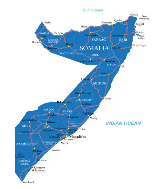 Vector illustration of Somalia political map