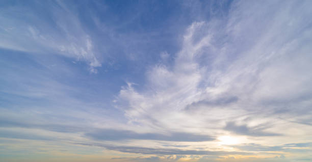 istock Abstract nature background. Dramatic blue sky with orange colorful sunset clouds in twilight time. 1285237657