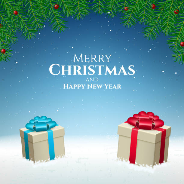 istock Abstract High Quality Merry Christmas and Happy New Year Background with Falling Snow and Gifts . Isolated Vector Elements 1285237705