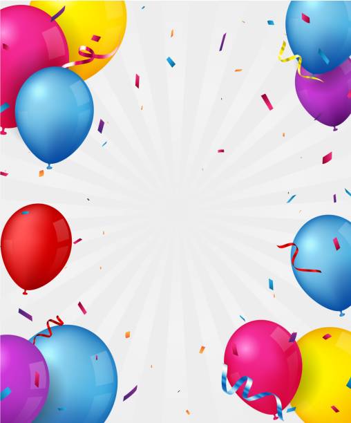 bunte geburtstagsfeier banner mit luftballons - fill frame stock-grafiken, -clipart, -cartoons und -symbole