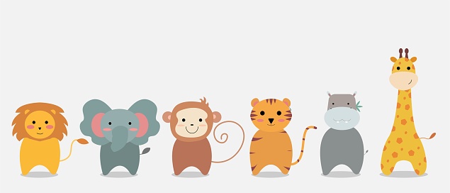 Jungle animals cute cartoon collection