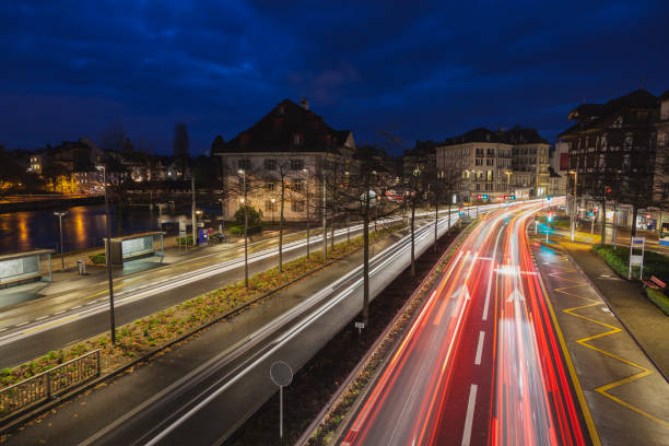 Wettstein Bridge over the River Rhein at Night
