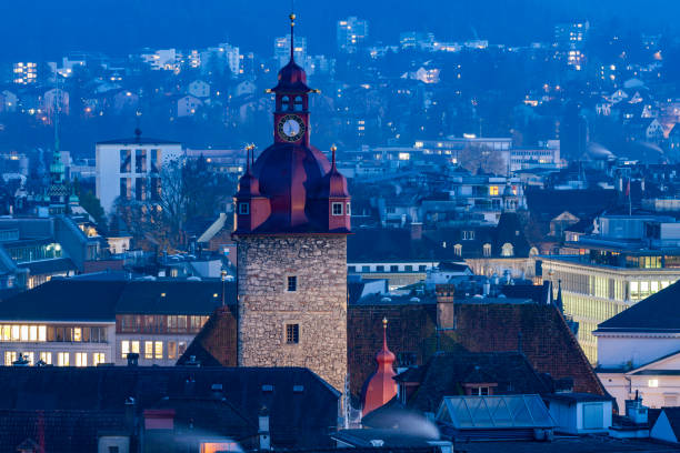 istock Panorama of Lucerne at night 1285242296