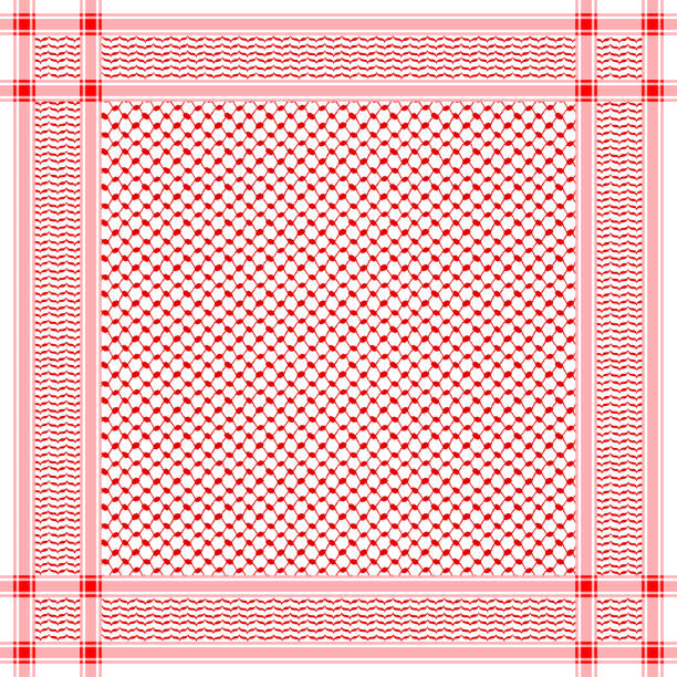 Classical keffiyeh vector pattern. Traditional Middle Eastern headdress. Arabic cotton scarf with houndstooth print and geometric motifs. Classical keffiyeh vector pattern. Traditional Middle Eastern headdress. Arabic cotton scarf with houndstooth print and geometric motifs. kaffiyeh stock illustrations