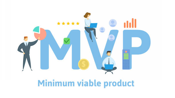 MVP, Minimum Viable Product or Most Valuable Player. Concept with keywords, people and icons. Flat vector illustration. Isolated on white. MVP, Minimum Viable Product or Most Valuable Player. Concept with keywords, people and icons. Flat vector illustration. Isolated on white background. most valuable player stock illustrations