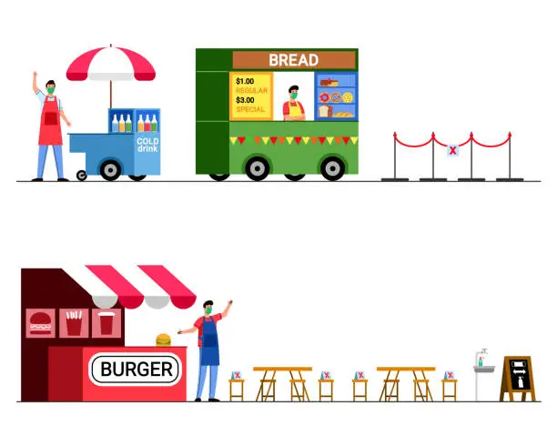 Vector illustration of Food Store During Epidemic Era