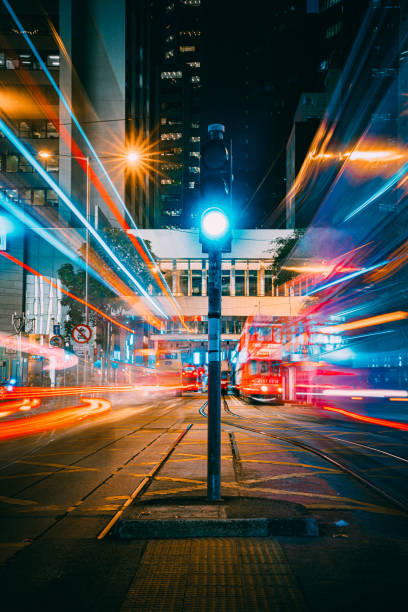 istock Traffic trails in Financial District 1285249037