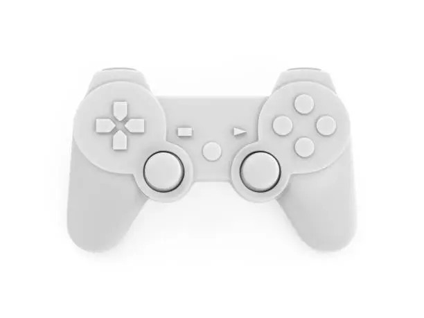 3d rendering white video game controller on white background.