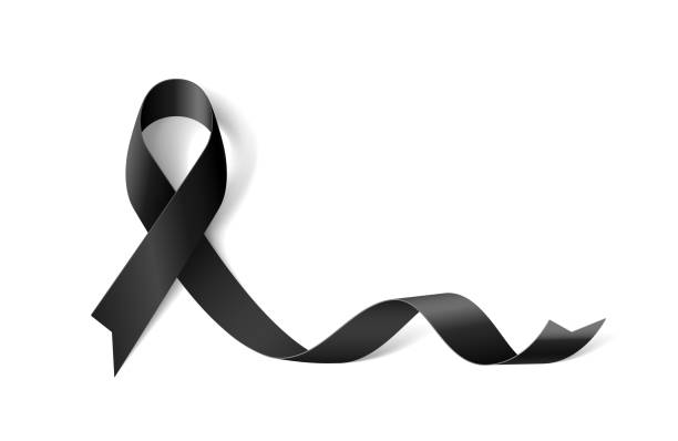 Melanoma Cancer Awareness Black Ribbon vector art illustration