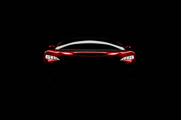 istock red sportscar silhouette on black background 1285254077