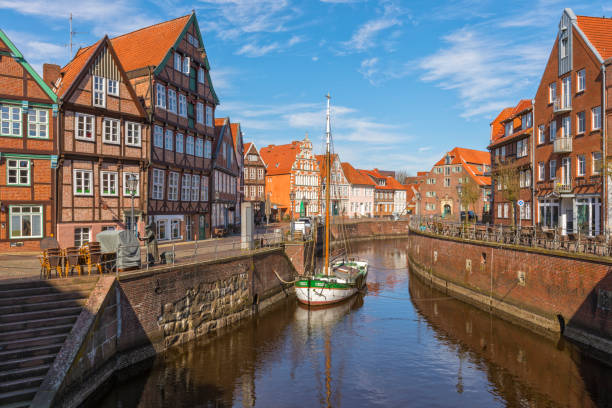 istock Old harbor at the old town of Stade, Germany 1285254235