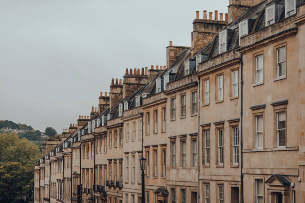 istock Stone terraced houses on a street in Bath, UK. 1285254247
