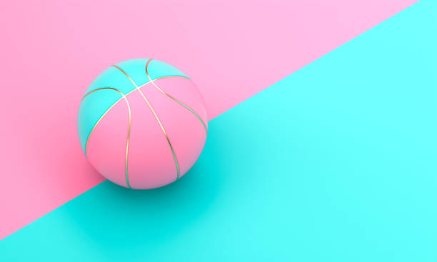 istock blue and pink basketball ball with gold inserts 1285257679