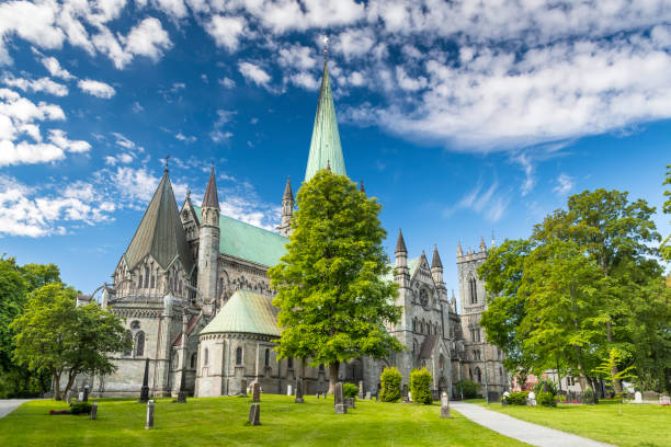 Nidaros-Dome in Trondheim - Norway The Nidaros Cathedral in Trondheim is one of the most important churches in Norway, it is considered a national shrine mann stock pictures, royalty-free photos & images