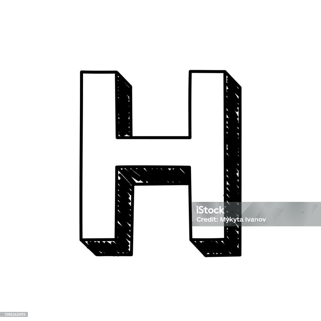 H Letter Handdrawn Symbol Vector Illustration Of A Big English ...