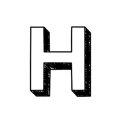 H Letter Handdrawn Symbol Vector Illustration Of A Big English