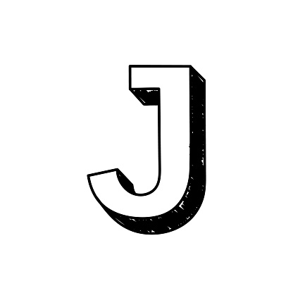 J Letter Handdrawn Symbol Vector Illustration Of A Big English ...