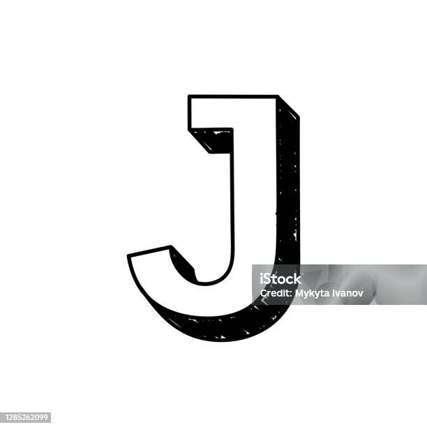 J 字母手繪符號大英文字母 J 手繪黑白羅馬字母 J 排版符號的向量圖可用作徽標圖示向量圖形及更多字母J圖片 - 字母J, 矢量圖, 商標