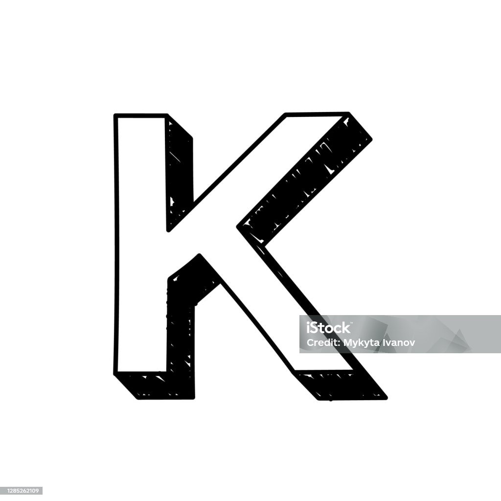 K Letter Handdrawn Symbol Vector Illustration Of A Big English ...