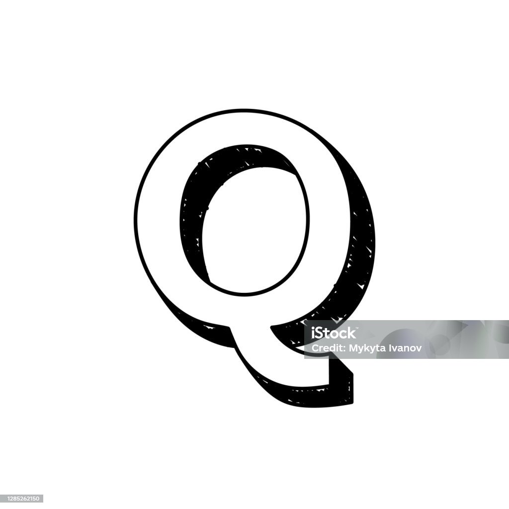 Q letter hand-drawn symbol. Vector illustration of a big English letter Q. Hand-drawn black and white Roman alphabet letter Q typographic symbol. Can be used as a logo, icon Q letter hand-drawn symbol. Vector illustration of a big English letter Q. Hand-drawn black and white Roman alphabet letter Q typographic symbol. Can be used as a logo Drawing - Art Product stock vector