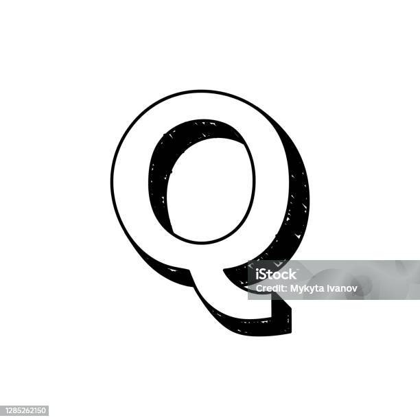 Q Letter Handdrawn Symbol Vector Illustration Of A Big English Letter Q Handdrawn Black And White Roman Alphabet Letter Q Typographic Symbol Can Be Used As A Logo Icon Stock Illustration - Download Image Now