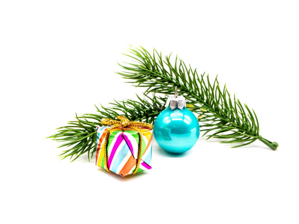 istock Fir branches Christmas ornament and gift isolated 1285262203