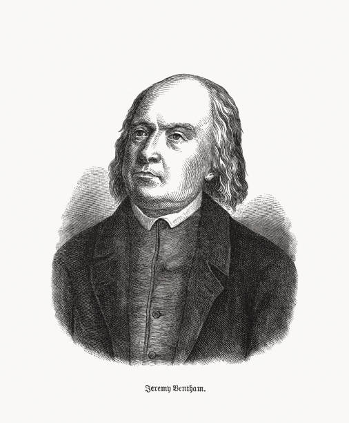 ilustrações de stock, clip art, desenhos animados e ícones de jeremy bentham (1748-1832), english philosopher, wood engraving, published in 1893 - bentham