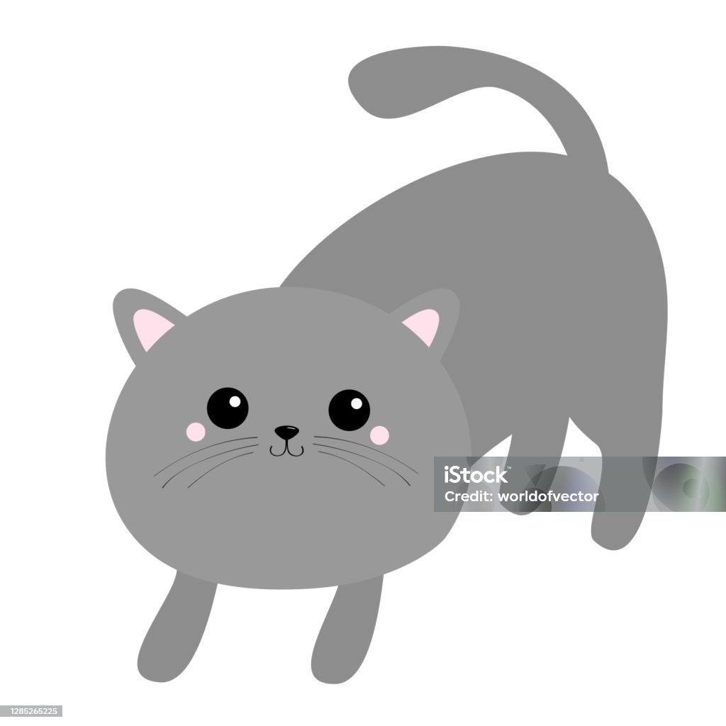 Frightened Cat Arch Back Kawaii Kitten Gray Contour Silhouette Cute Funny  Cartoon Character Happy Halloween Sticker Print White Background Flat  Design Stock Illustration - Download Image Now - iStock