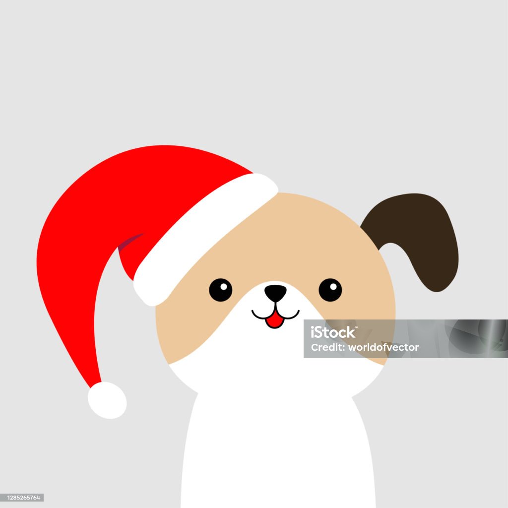 Baixe Cachorro de desenho animado fofo usando chapéu de Papai Noel