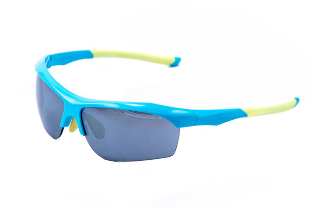 istock Fashion sunglasses blue frames on white background. 1285266937