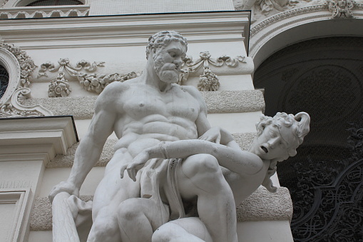 Vienna, Austria-June 21, 2013: Statue of a Male Warrior at the Gate of Hofburg Palace, Wien, Austria.