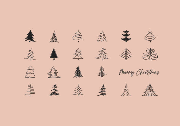 ilustrações de stock, clip art, desenhos animados e ícones de christmas trees - printers ornament