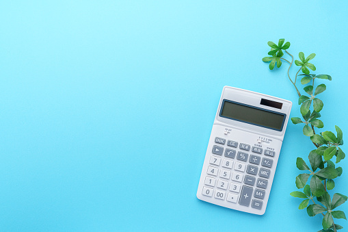Calculator isolated on color background