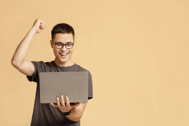 istock Success in work, communicate or online game, emotions of win concept 1285271920
