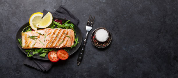 Grilled salmon fish fillet