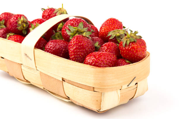 istock Fresh strawberry isolated on white background with clipping path 1285276983