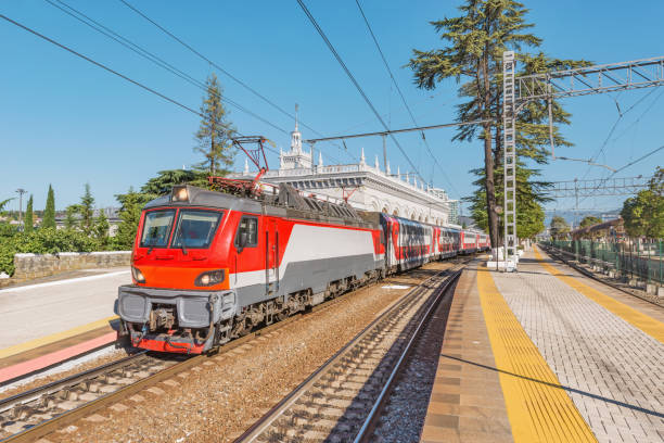 istock Passenger train is ready to depart from the main railway station. Sochi. 1285278608