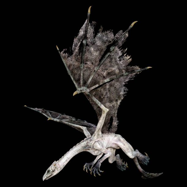 istock 3D illustration fantasy dragon on black 1285281123